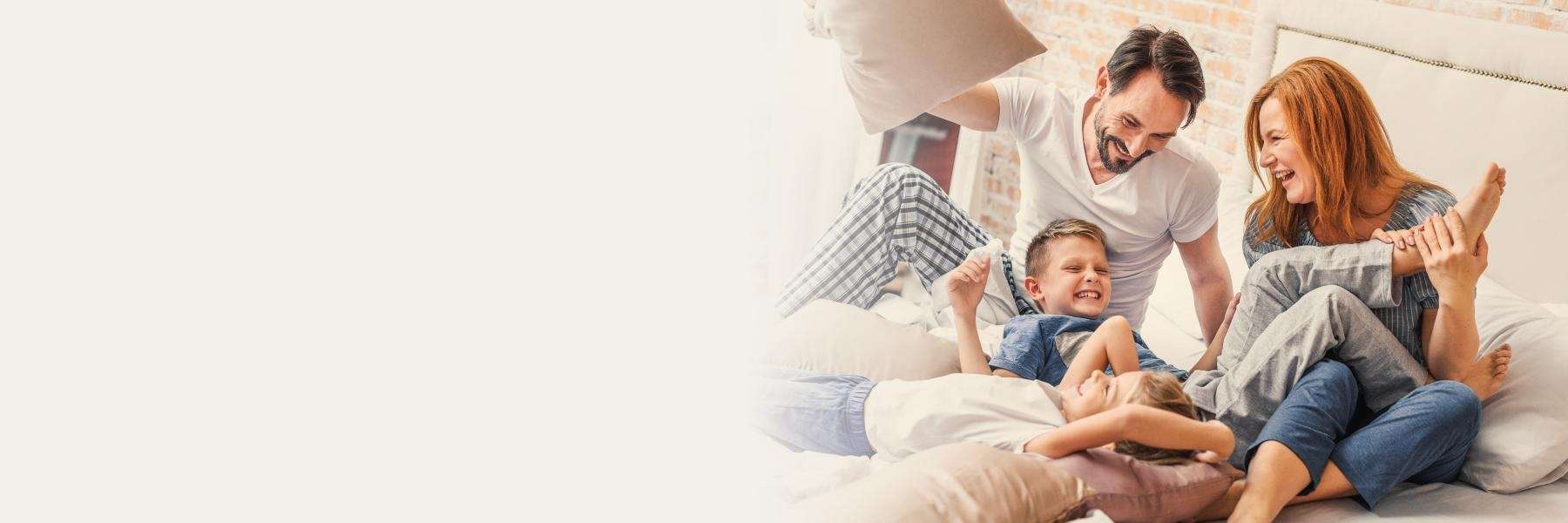 A family laughing and playing