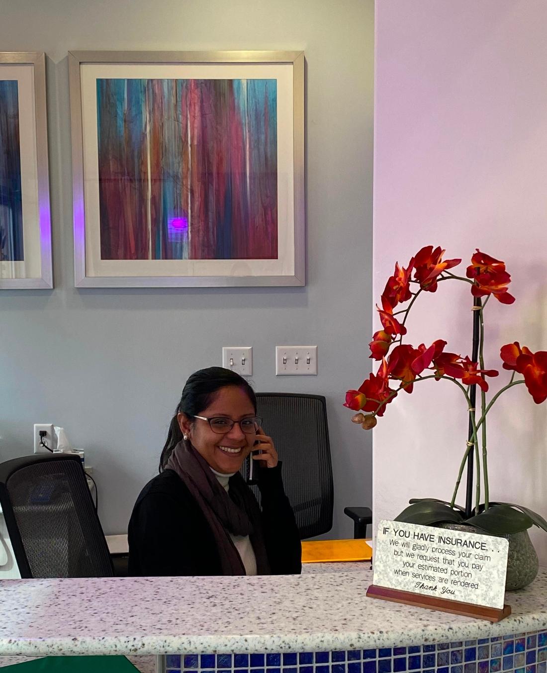 Our Team Front desk of West Creek Dental